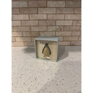 MONET Enamel PENGUIN Collectible Vanity‎ Jewelry Trinket Box, Turquoise Blue